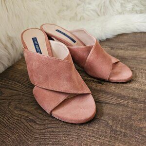 Stuart Weitzman Galene Suede Slides/Open Toe Mules, Pink/Desert Rose, US…